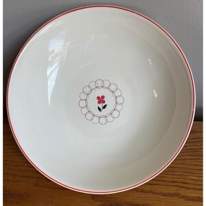 Vintage MCM Calico by Salem 9" serving Bowl Red Black Floral Cottagecore